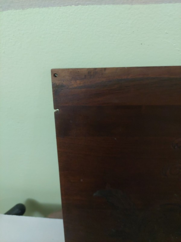 Antique Mahogany Wood Panel. Pressed Decotations. 15 X 13.5 gallery