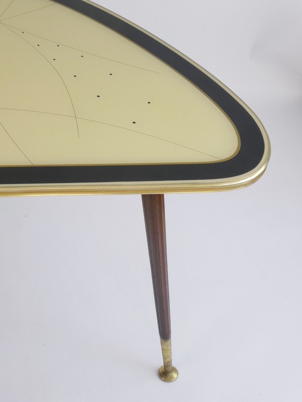 Large Vintage Kidney Shaped Coffee Table, Original Space Age Glass Table gallery
