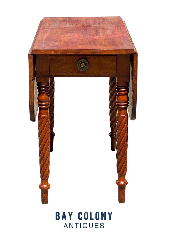 Antique Sheraton Mahogany Drop Leaf Dining Table with Rope Carved Legs gallery