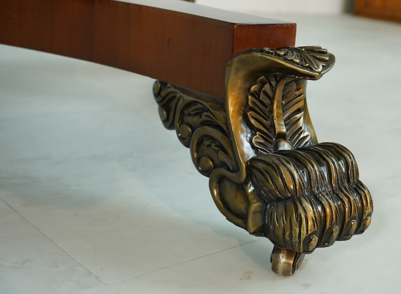 Inlayed Mahogany Center Table with Brass detailing and Claw foot gallery
