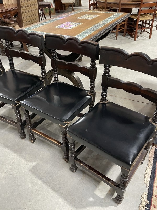 Spanish-Style Tile Inlay Wood Dining Table & 4 Chairs gallery