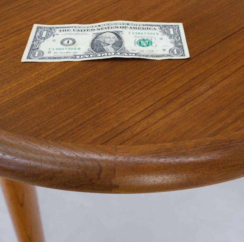 Danish Teak Rounded Corners Rectangle Dining Table One Hide Away Board Leaf Mint gallery