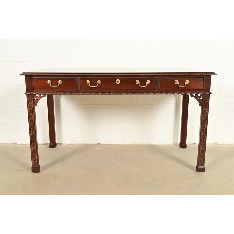 Councill Chippendale Carved Mahogany Writing Desk or Console Table gallery