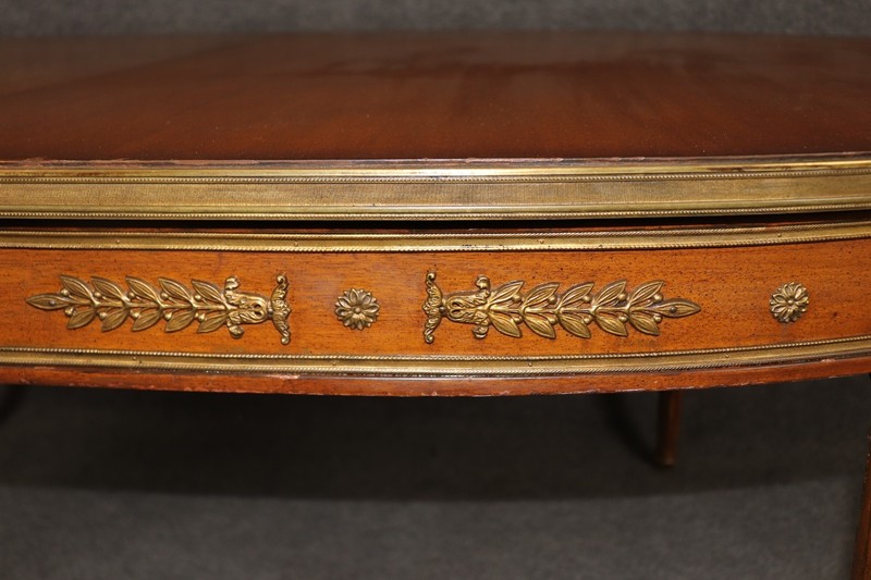French Louis XVI Style Brass Mounted Dining Table Attributed to Maison Jansen gallery
