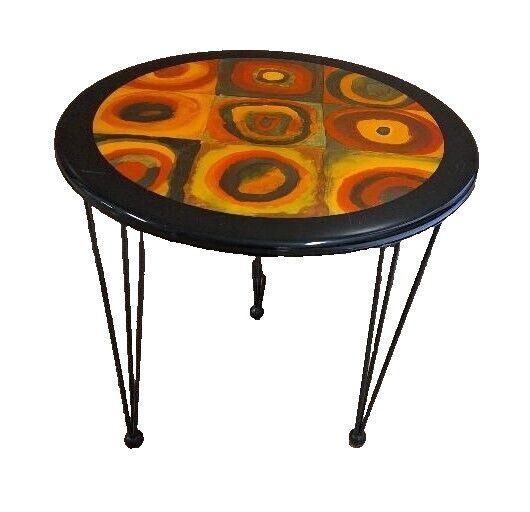Wassily Kandinsky “Squares with Concentric Circles” Vintage Side Table C. 1980