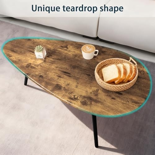 Stylish Mid Century Modern Coffee Table - Rustic Oval Accent Table for Living Ro gallery