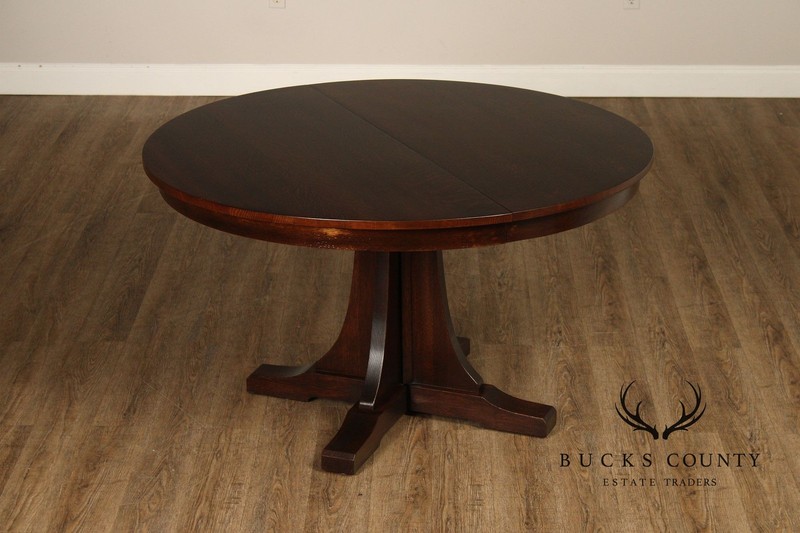 Stickley Mission Collection Round Oak Extendable Dining Table gallery