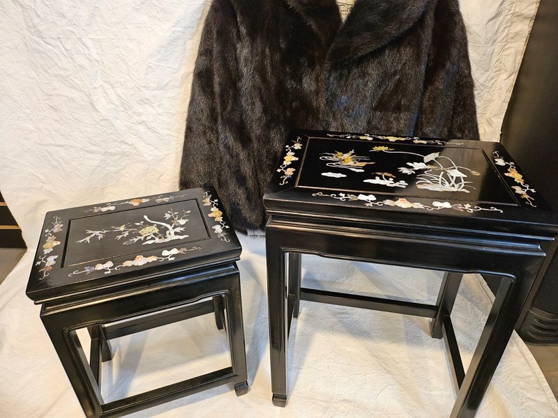 Vintage Black Nesting Tables with Mother of Pearl Inlay gallery