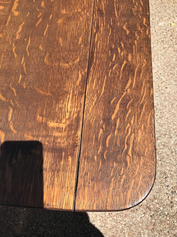 antique tiger oak end table lamp table accent table scroll cutout detail gallery