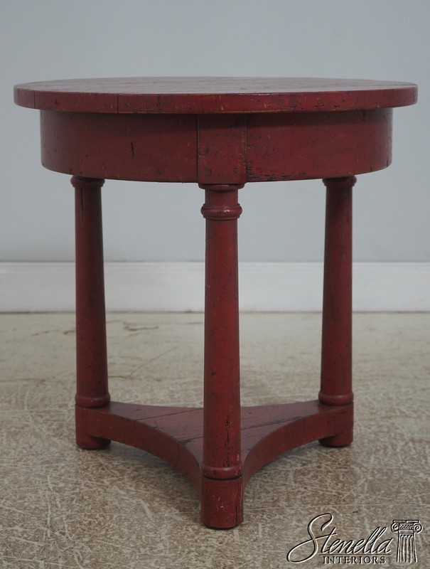 L73346: Round Red Painted Primitive Side Table gallery
