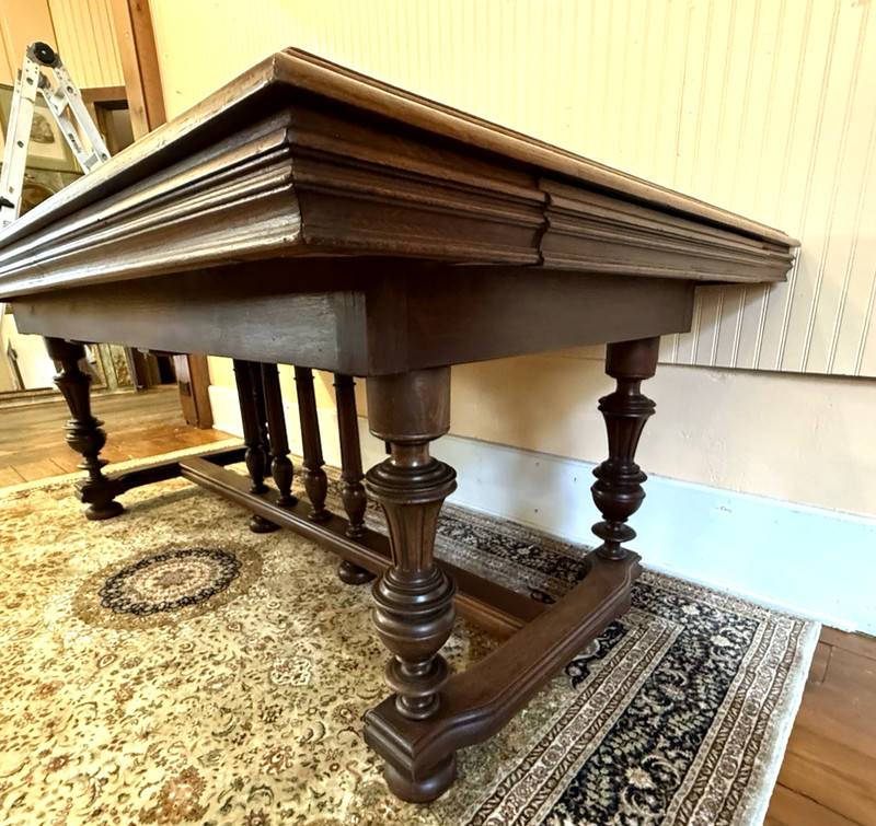 French Antique Oak Renaissance Parquetry Top Dining Table| c.1880 gallery