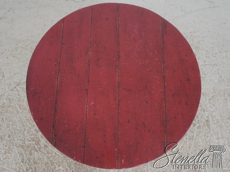 L73346: Round Red Painted Primitive Side Table gallery