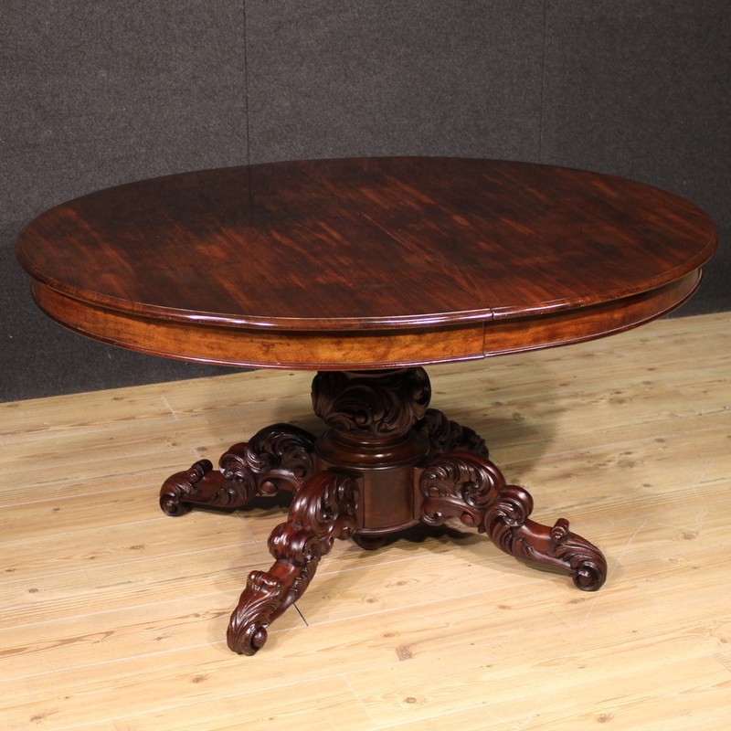 Extendable Table Dutch Large Furniture Dining Wood Mahogany Nineteenth Century