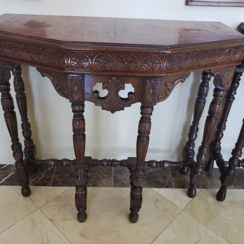 Pair of Walnut Hall Tables / Console Tables with Single Drawer gallery