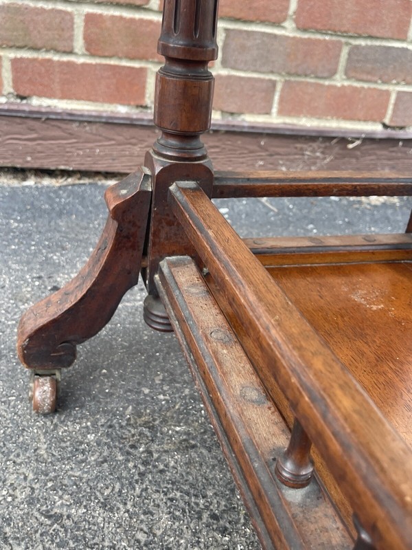 Antique Sutherland Drop Leaf End Table w/ Casters Solid Victorian Wood Working gallery