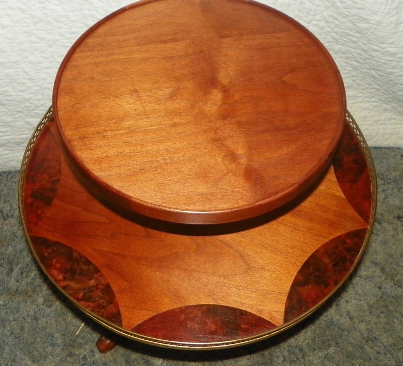 Burl Walnut Inlaid 2 Tier Parlor Table Dumbwaiter Table (PRT81) gallery