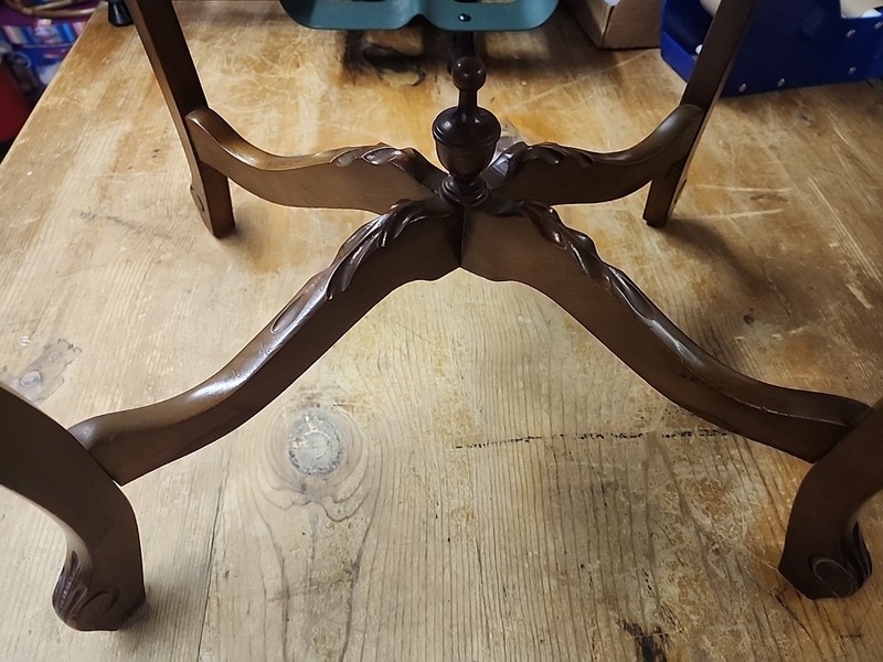 Antique HandCarved Oval Walnut Accent Table. Eagle Holding Branch Lots Of Detail gallery