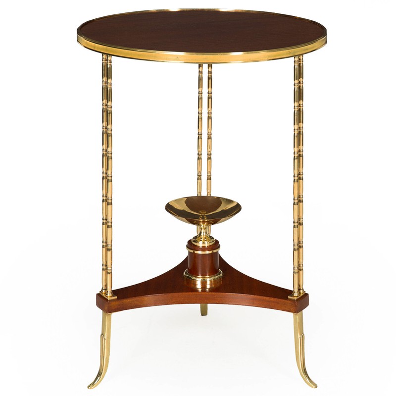 French Louis XVI Style Mahogany Bronze Gueridon Side Table gallery