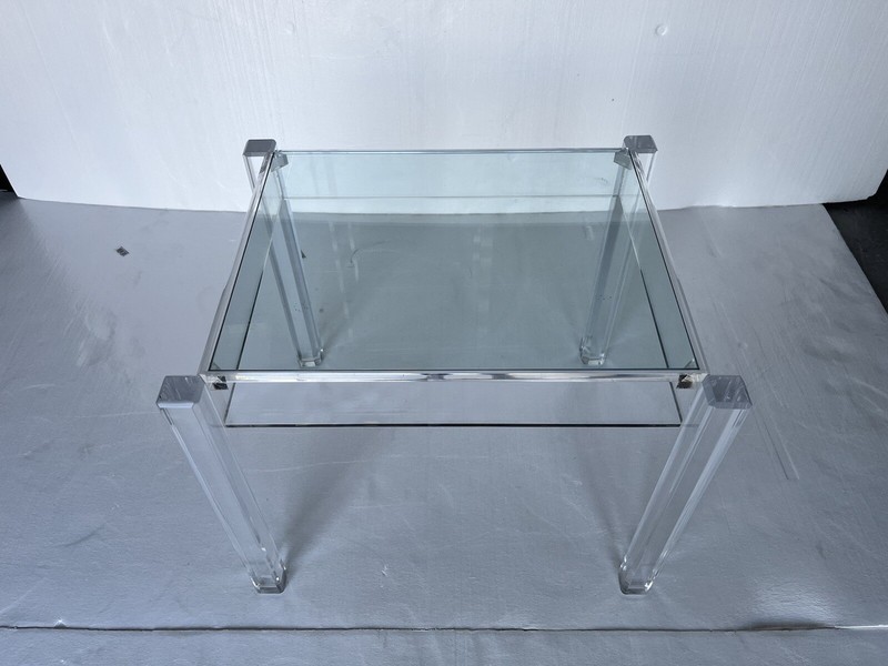 Mid-Century Modern Lucite and Glass Side Table gallery