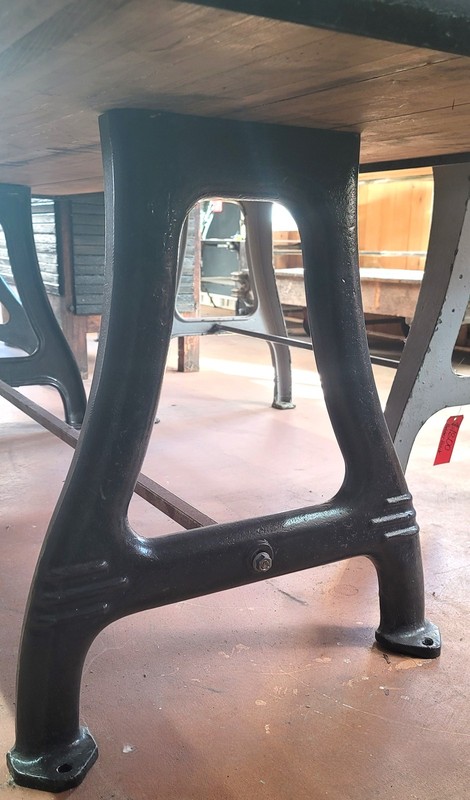 Reclaimed Bowling Alley Table w/ Industrial Cast Iron Base 86 1/2" x 30" GS00834 gallery