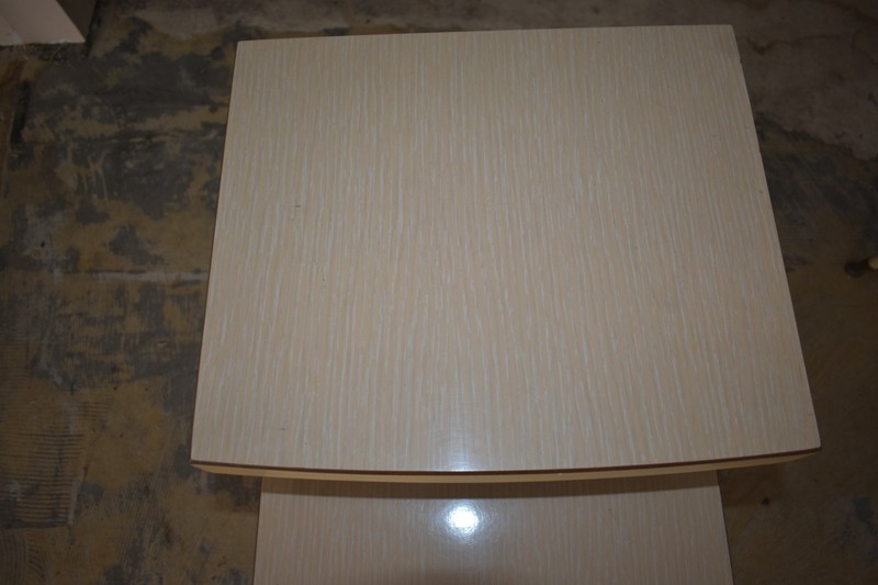 Pair Mid Century Modern Step End Tables Brass Lattice Two Tier Atomic Nightstand gallery