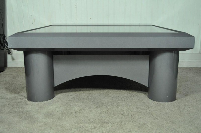 Custom Industrial Modern Large Aluminum Gun Metal 40" Square Coffee Table gallery