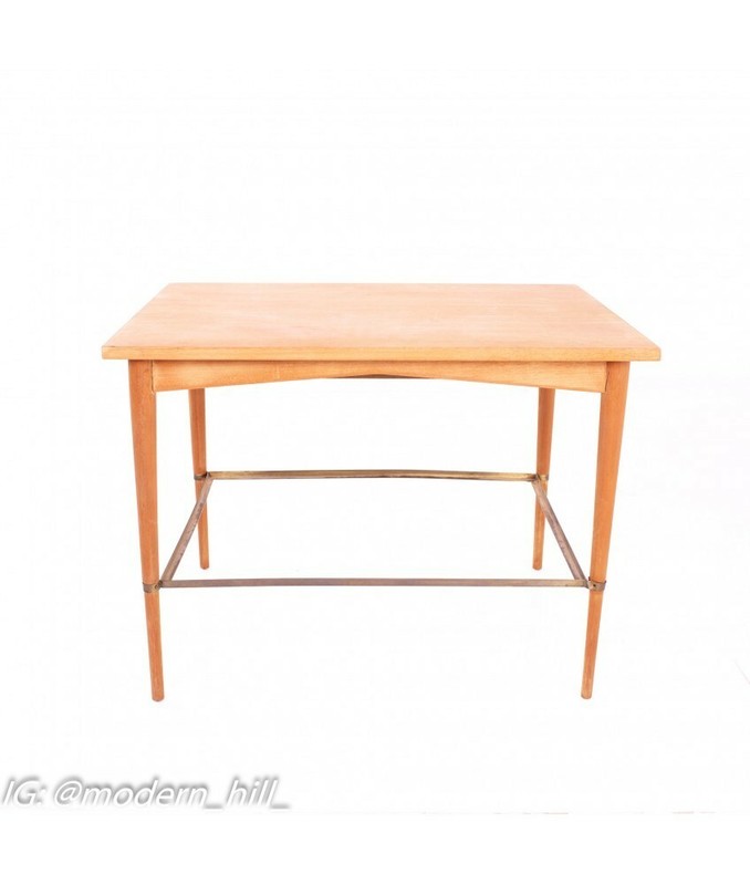Paul McCobb Connoisseur Mid Century Maple and Brass Side End Tables - Pair gallery