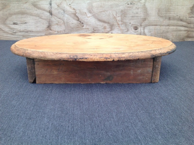 Vintage Small Wooden Oval Tabletop with Drawer gallery