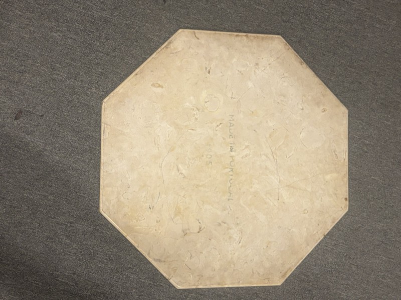 Vintage Hexagon Portuguese Marble Table Top Made In Portugal 24” gallery