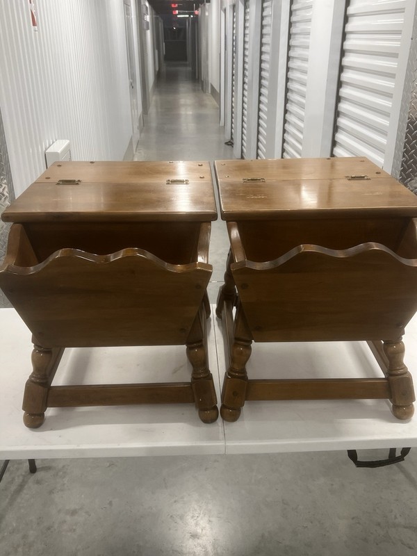 Vintage Dough Box End Tables Set of 2 Mid Century Modern Solid Heavy Free Ship