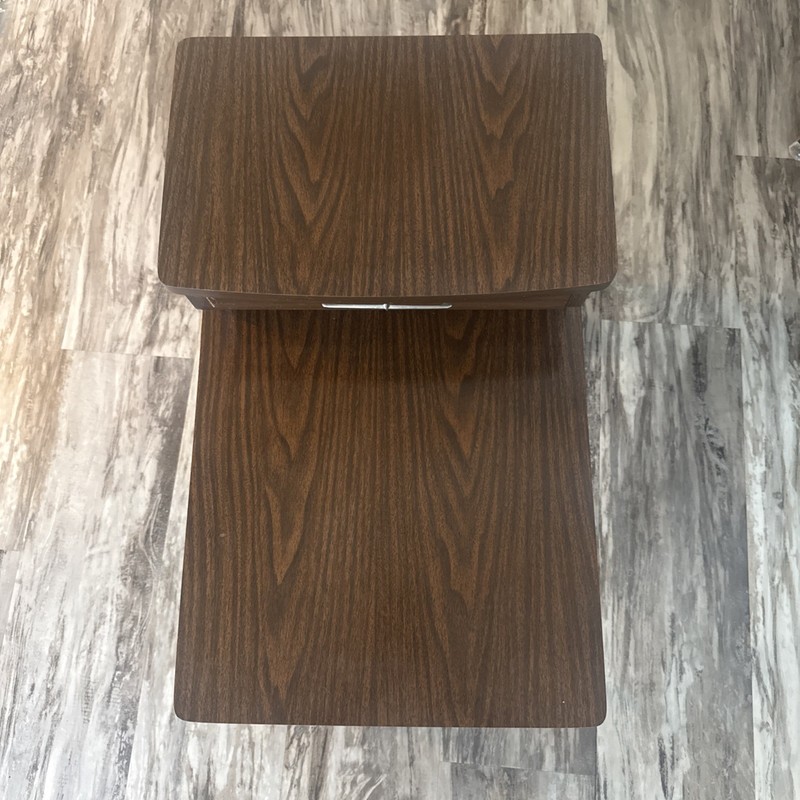 Vintage End Table Drawer 2 Tier Mid Century Modern Retro Brown Formica Read gallery