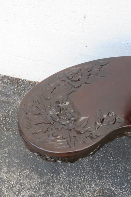 Heavy Carved Solid Mahogany Kidney Shape Two Tiers Coffee Table 5150 gallery