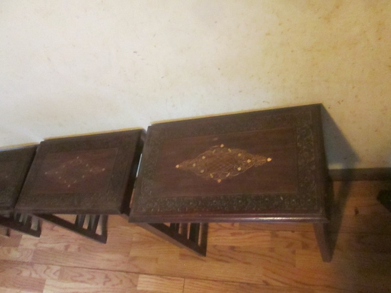 Antique Nesting Tables 4 Total Look Asian Influenced, Not Positive of Wood Type gallery