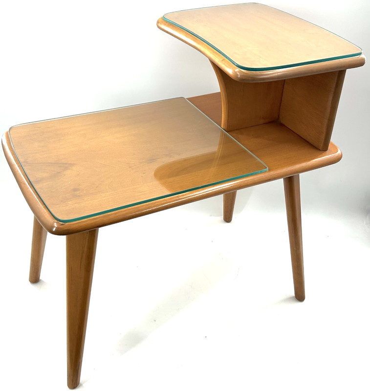 Vintage HEYWOOD WAKEFIELD MCM STEP END TABLE - CHAMPAGNE BIRCH MAPLE