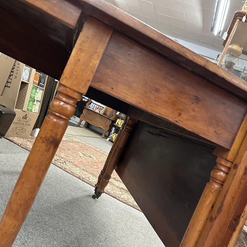 Stunning Antique Large Sheraton Drop Leaf Table With turned legs gallery