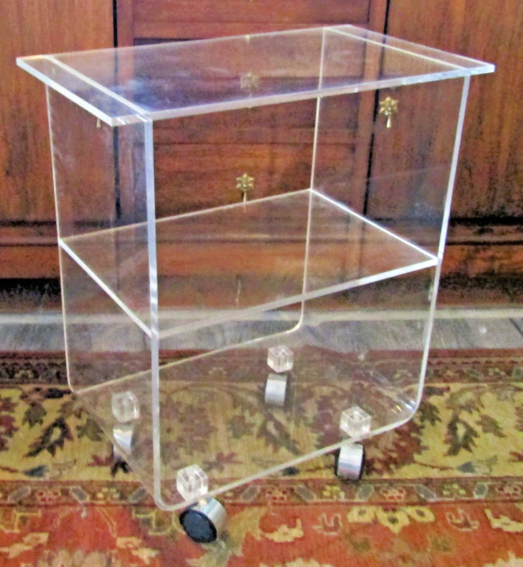 Vintage Lucite Side Table Bar Cart with Casters