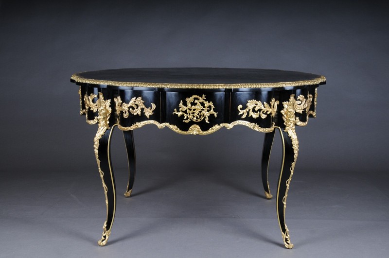 French Coffee Table In Louis XV Style From The 20th Century, Black Gold gallery