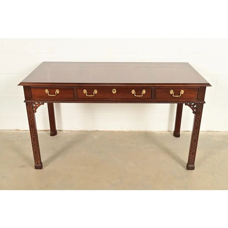 Councill Chippendale Carved Mahogany Writing Desk or Console Table gallery