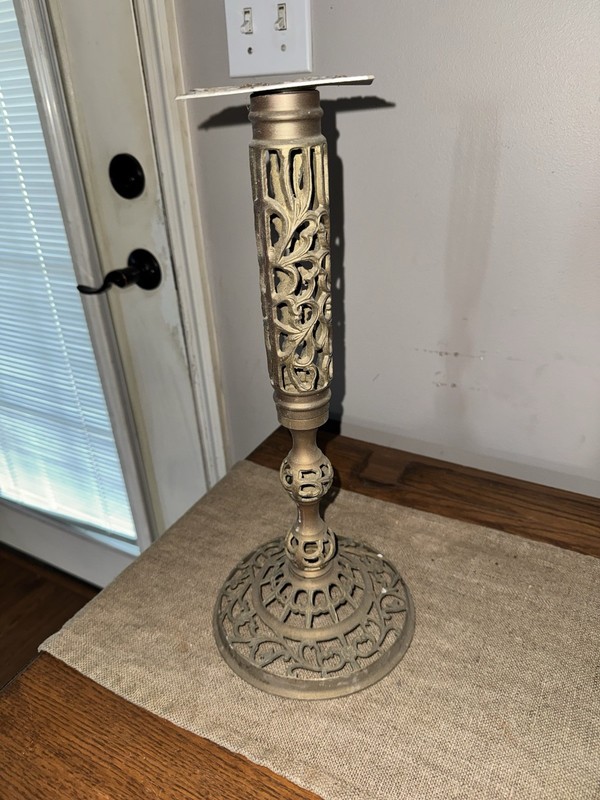 VTG Brass Filigree Table Pedestal Lamp Base 16.5” Tall Ornate Victorian Style gallery