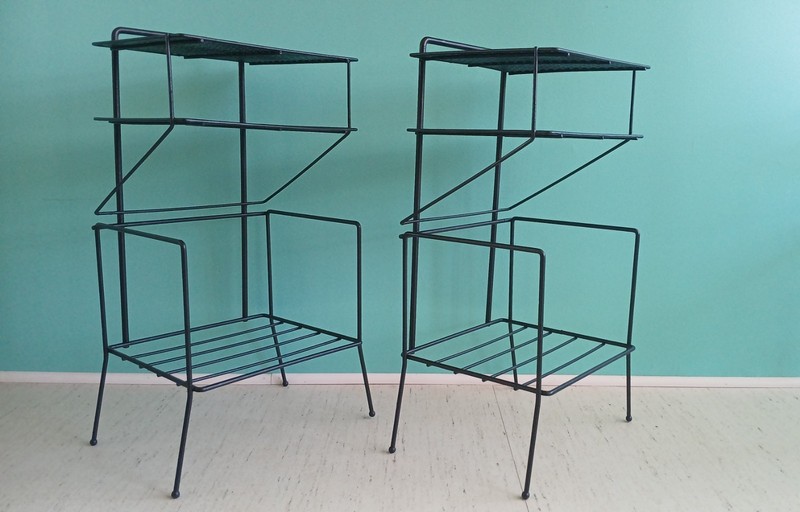 1950's Architectural Vintage Richard Galef Perforated Metal Rare Atomic Tables gallery