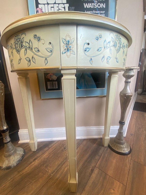 Mid-Century Imperial Demi-Lune Console Table gallery