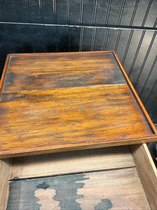 Antique Wooden Pedestal Side Table with Drawer 26”tall 15x15 Table Top Free Ship gallery