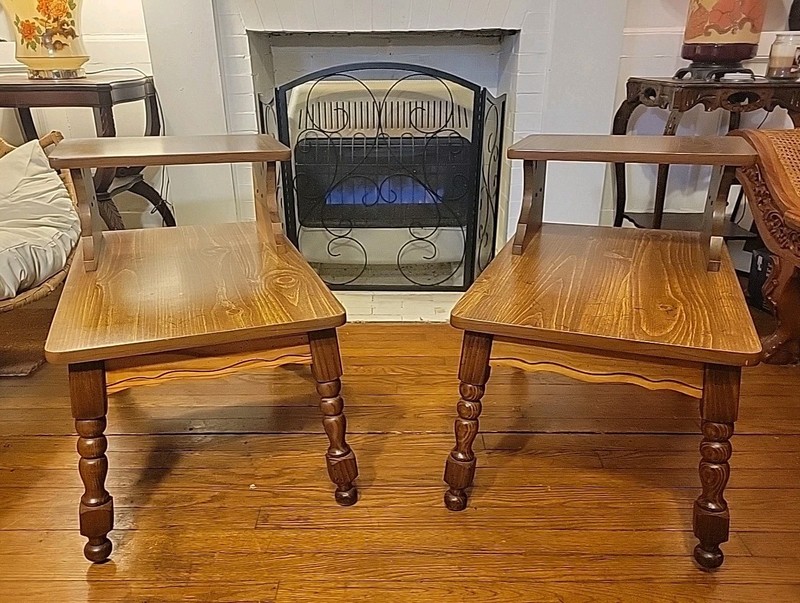 PAIR (2) Mid-Century Wood Step End Tables. Excellent Condition.