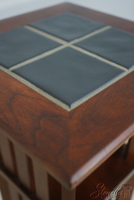 69141: ETHAN ALLEN Arts & Crafts Cherry Tile Top Stand gallery
