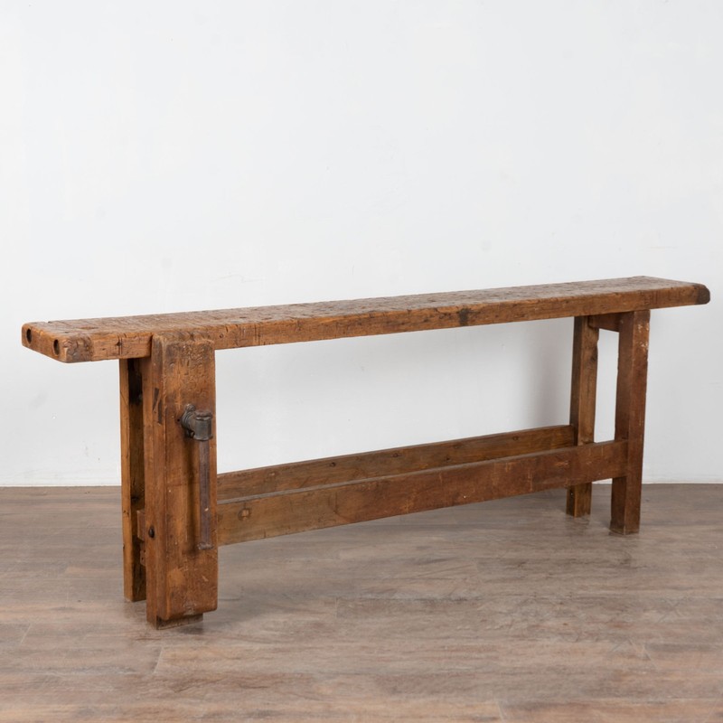 Antique French Rustic Carpenter’s Workbench Console Table
