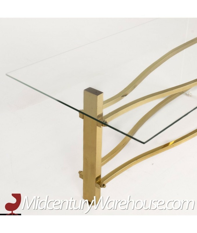 Mid Century Lucite and Brass Waterfall Table Base gallery
