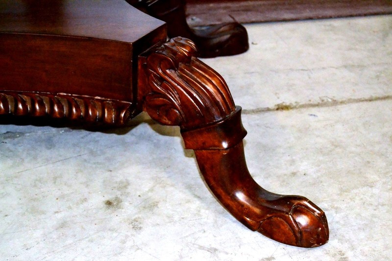 Neo Classical Library Console Game Table Carved Mahogany Antique Entryway Sofa gallery
