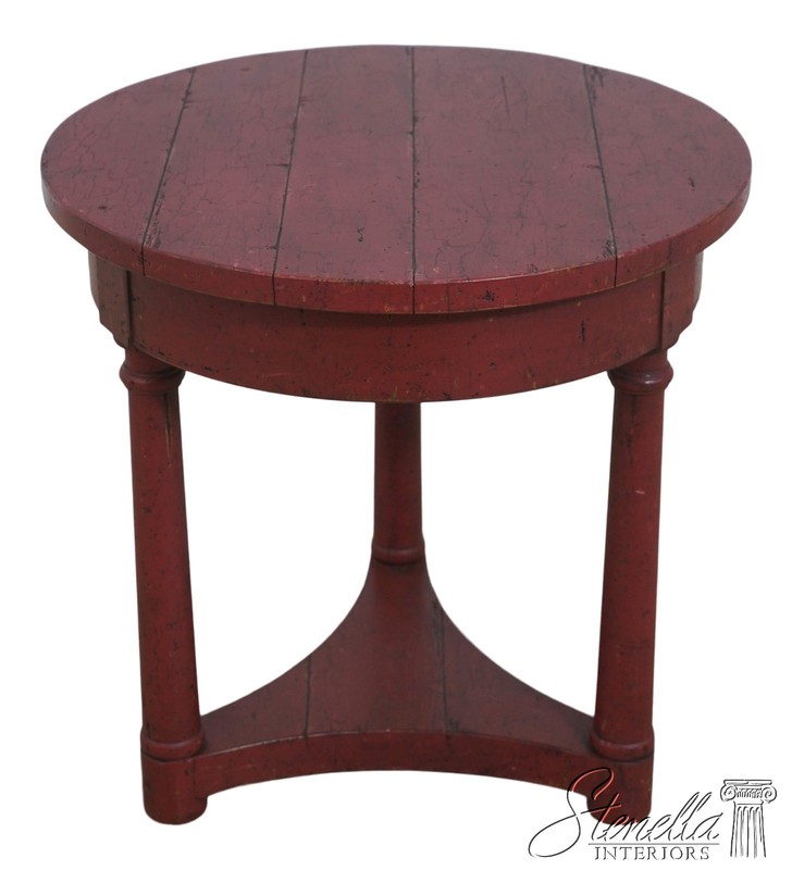 L73346: Round Red Painted Primitive Side Table