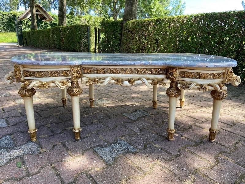 Table French Louis XVI Coffee 1960s Marble Gold Leaf Beech Vintage Chic Decors gallery