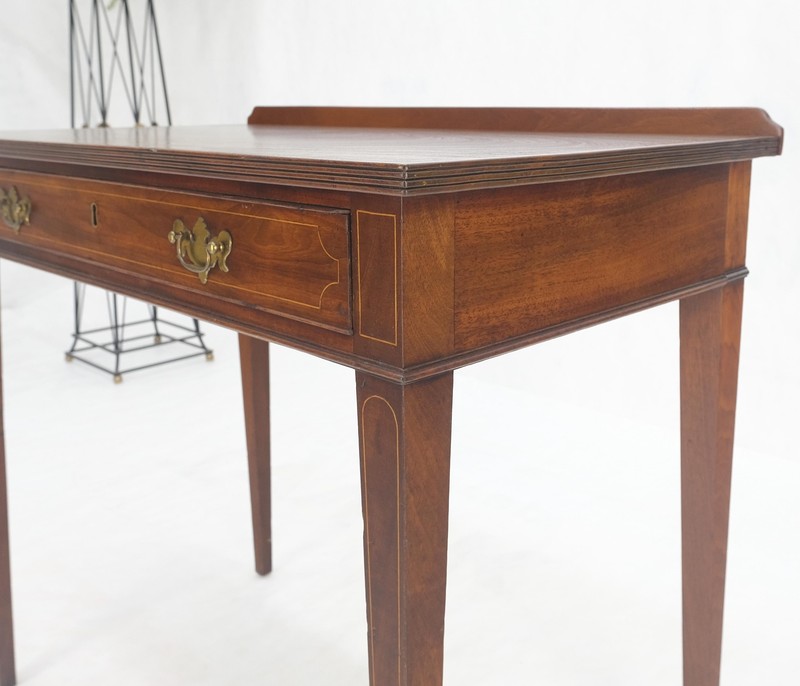 c.1880s Fine One Drawer Inlayed Solid Crotch Mahogany Top Console Table MINT! gallery